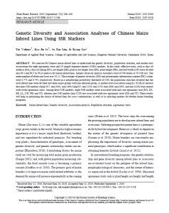 Genetic Diversity and Association Analyses of Chinese Maize
